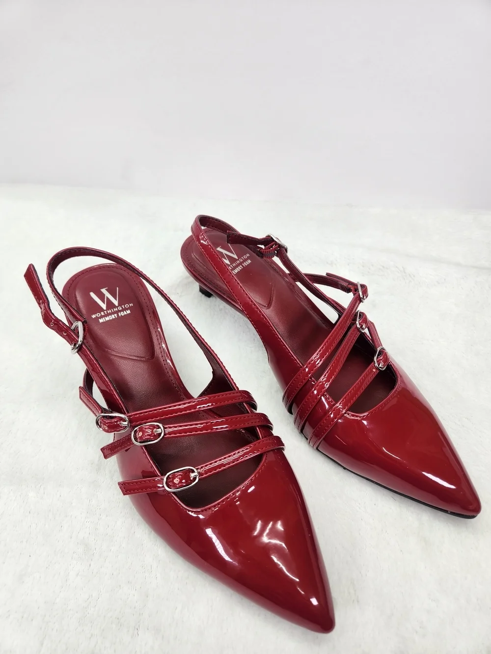 Worthington Burgundy Pointed Closed Toe Kitten Heel Pumps Size 7